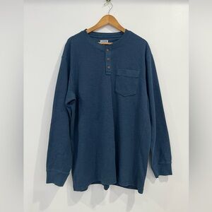 Duluth Trading Relaxed Fit Long Sleeve Crew Neck Waffle Knit Pocket Mens XL Blue